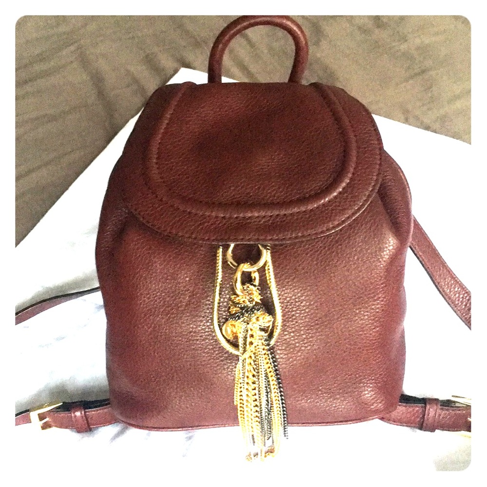 DVF Burgundy Leather Mini Backpack
